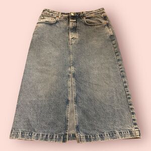 Closed Denim Skirt Womens Size 28 Midi Front Split Light Wash Blue Button Fly